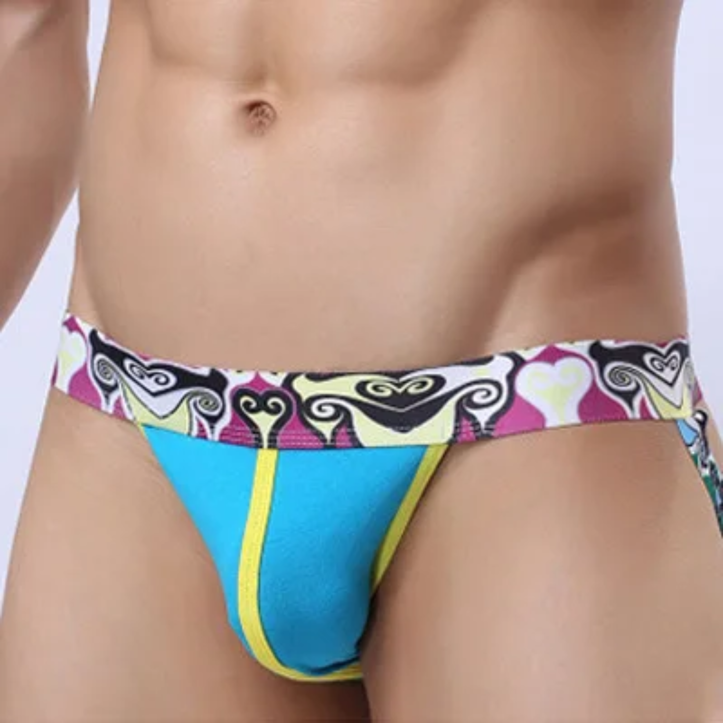 Sexy men's jockstrap w/ floral waistband