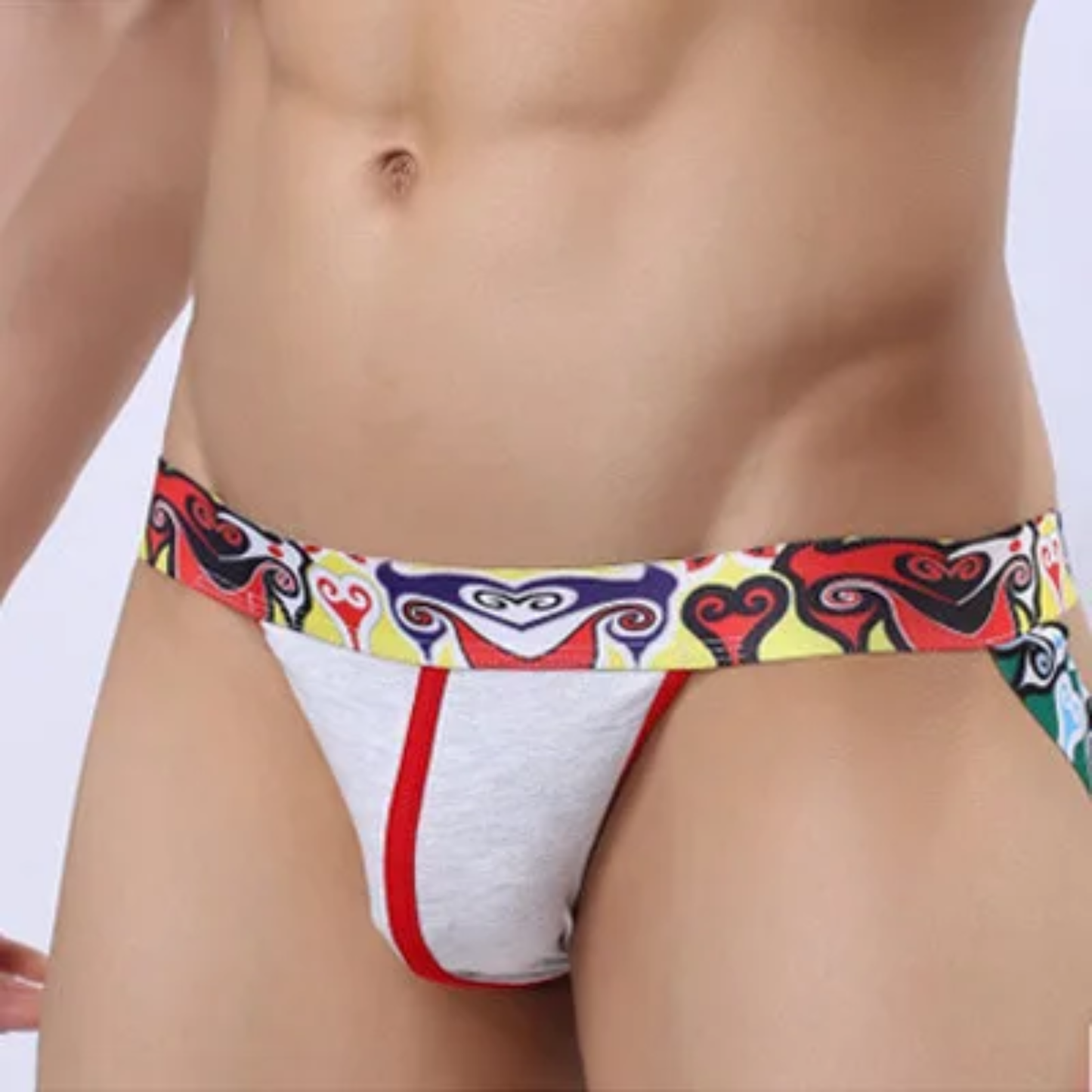 Sexy men's jockstrap w/ floral waistband